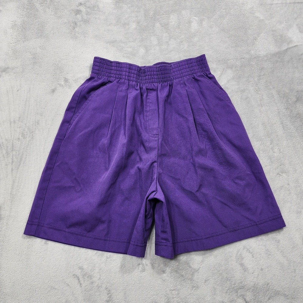 Vintage Jantzen Shorts Womens 10 Purple‎ Pleated Chino Elastic Waist Casual